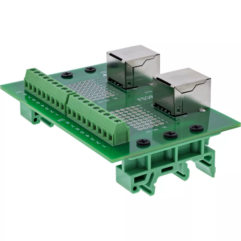 InLine 92505C Doppel-RJ45-Buchse Klemmenblock, gerade, DIN-Schiene