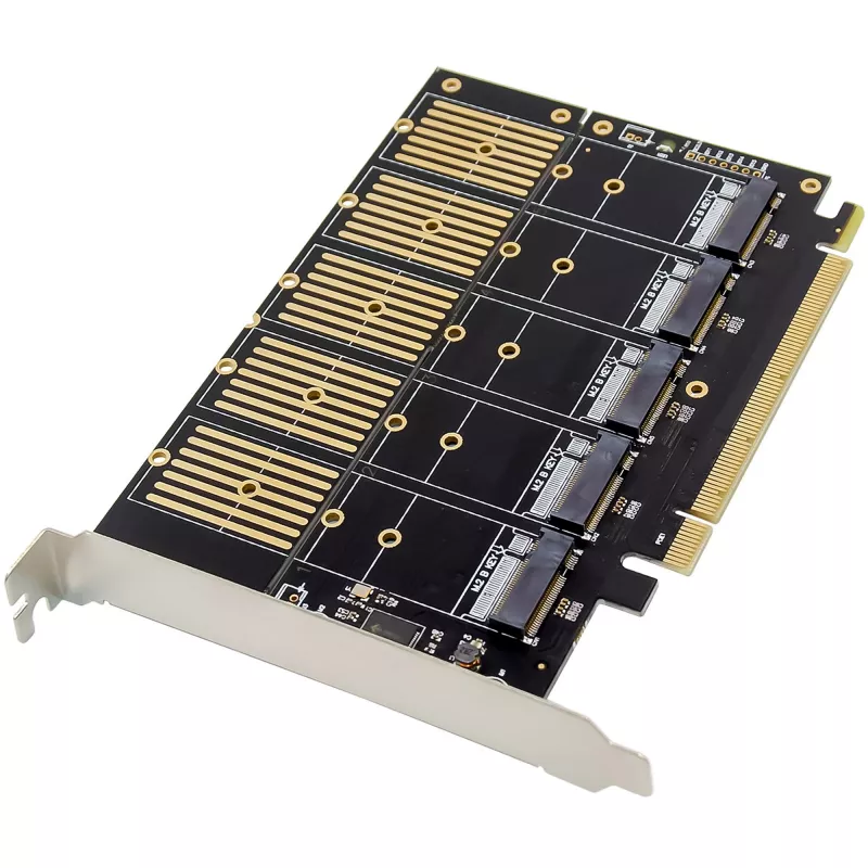 InLine 76619G Schnittstellenkarte, PCIe x16 auf 5x M.2 Key B SATA, inkl. Low-Profile-Blende