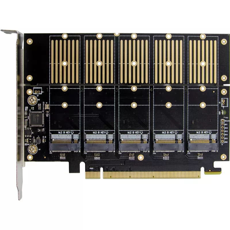 InLine 76619G Schnittstellenkarte, PCIe x16 auf 5x M.2 Key B SATA, inkl. Low-Profile-Blende