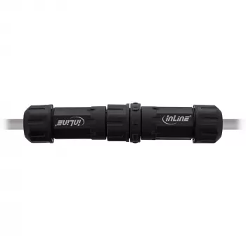 InLine 69927W IP68 Netzsteckverbinder, 3-polig, Stecker/Buchse, M20, Schwarz
