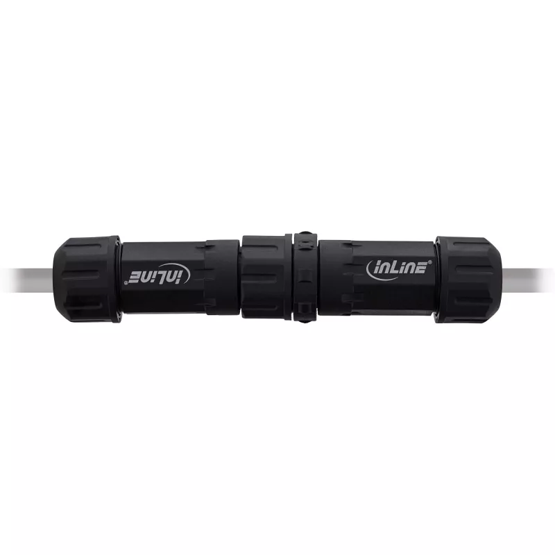 InLine 69927W IP68 Netzsteckverbinder, 3-polig, Stecker/Buchse, M20, Schwarz