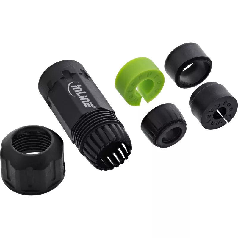 InLine 69927W IP68 Netzsteckverbinder, 3-polig, Stecker/Buchse, M20, Schwarz