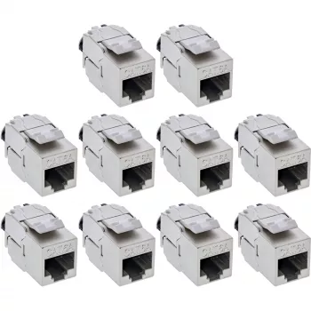 InLine 76202V Keystone RJ45 Buchse schlank, SNAP-In, Cat.6A, integrierter Kabelbinder, 10 Stück