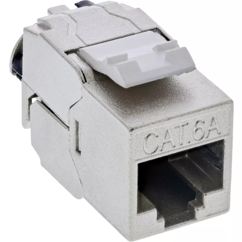 InLine 76202V Keystone RJ45 Buchse schlank, SNAP-In, Cat.6A, integrierter Kabelbinder, 10 Stück