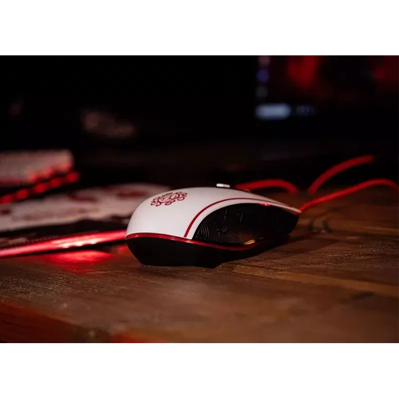 Lexip X Ubisoft - Assassin's Creed - Shadows Maus, Rechtshänder, Optisch, USB Typ-A, 12000 DPI, Schwarz, Gold, Rot, Weiß