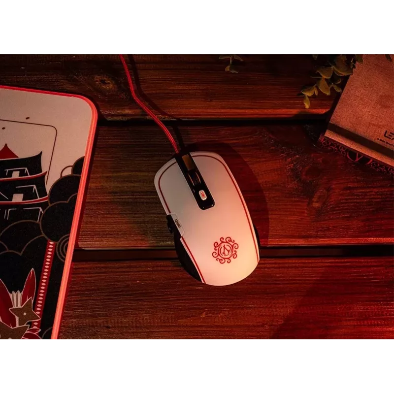 Lexip X Ubisoft - Assassin's Creed - Shadows Maus, Rechtshänder, Optisch, USB Typ-A, 12000 DPI, Schwarz, Gold, Rot, Weiß