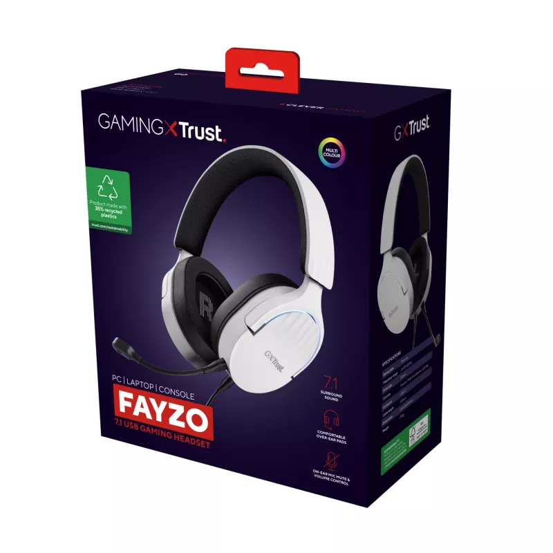 Trust GXT 490W Fayzo 7.1 USB Gaming-Headset, kabelgebunden, weiß