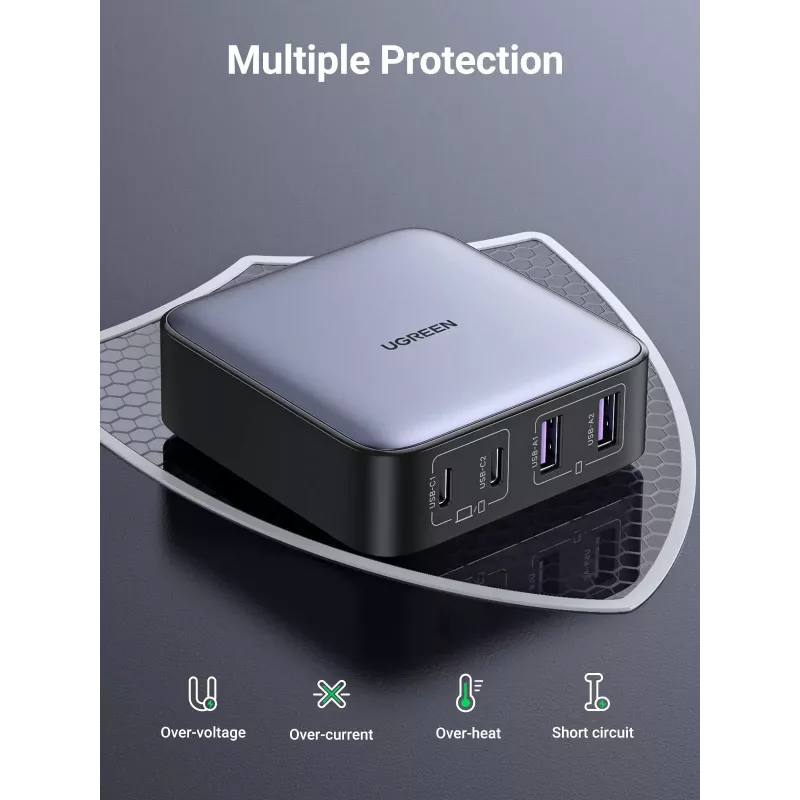 Ugreen Nexode 65 W Desktop-Schnellladegerät, 2x USB-A + 2x USB-C (90747)