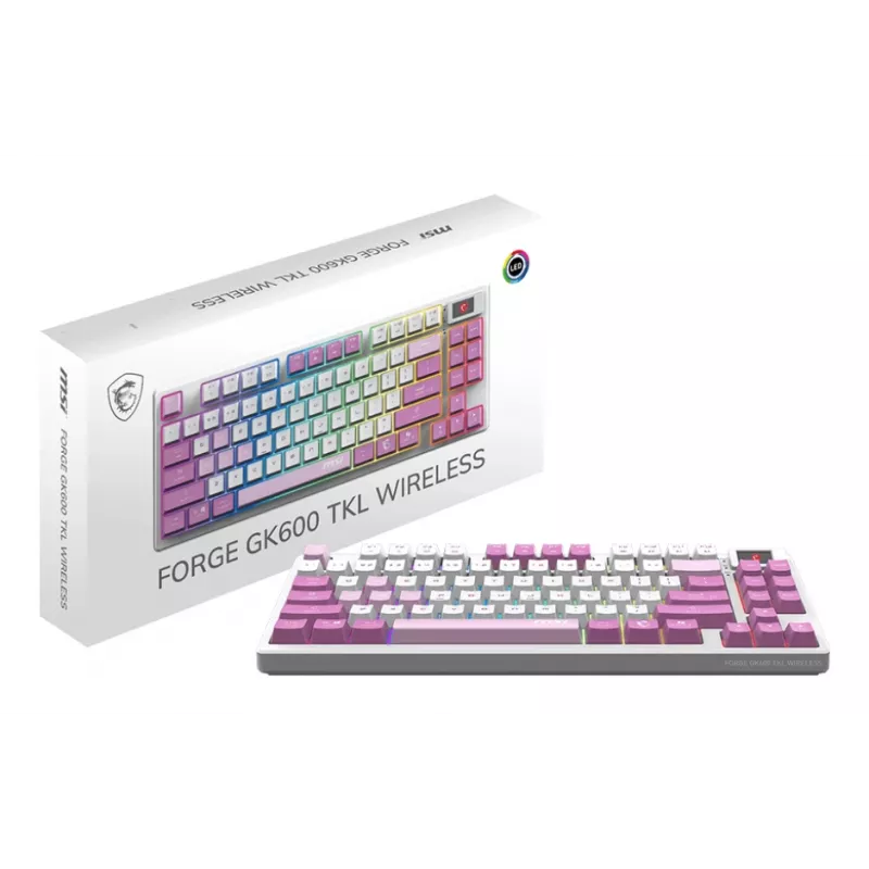 MSI FORGE GK600 TKL Wireless Gaming Keyboard, QWERTZ DE, Violet