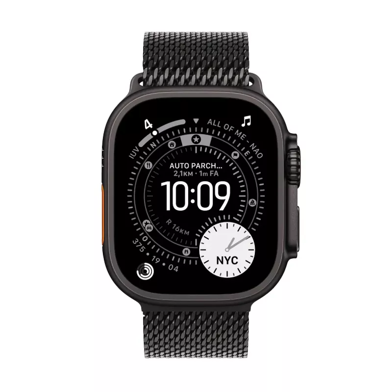 Smartwatch Apple Watch Ultra 3 GPS + Cellular 49mm Black Titanium Gehäuse mit Black Titanium Milanese Loop (Small)