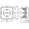 Socket-outlet CEE 7/3 Busch-Jaeger 2013-0-5265, 2P+E, 250V/16A, schwarz, 71×41 mm