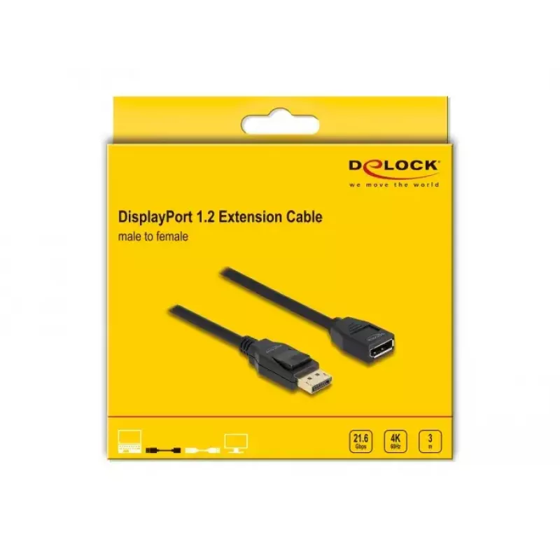 DeLOCK DisplayPort 1.2 Verlängerungskabel 4K 60 Hz 3 m