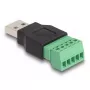 DeLOCK USB 2.0 Typ-A Stecker auf Klemmblock-Adapter, 2-teilig, Schwarz Grün