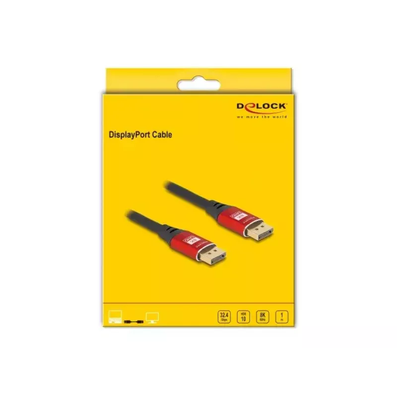 DeLOCK DisplayPort-Kabel 8K 60 Hz 1 m rot Metall