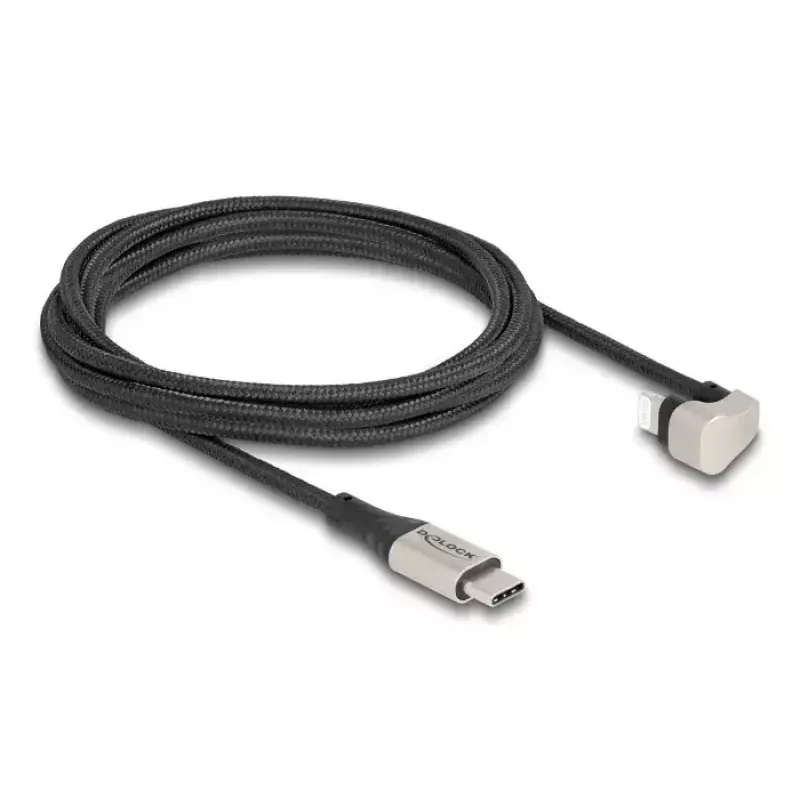 Daten- und Ladekabel DeLOCK USB Type-C auf Lightning 180° abgewinkelt 2 m MFi