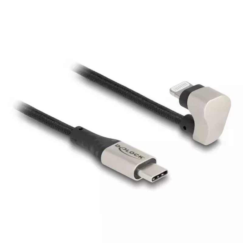 Daten- und Ladekabel DeLOCK USB Type-C auf Lightning 180° abgewinkelt 2 m MFi