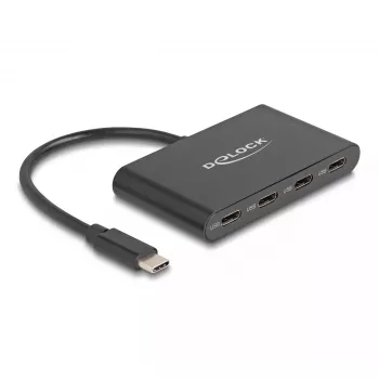 DeLOCK 64129 USB 3.2 Gen 2 Typ-C Hub 5000 Mbit/s Schwarz