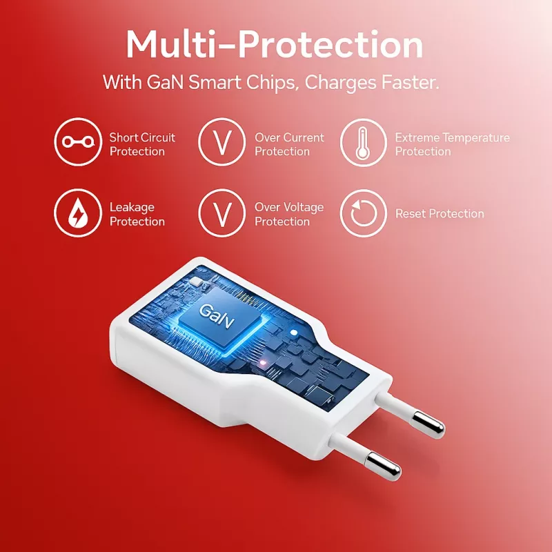 EQUIP 2‑Port 20W GaN schlank USB PD Ladegerät — USB‑C x1, USB‑A x1, Eingang 100–240V, Max. Ausgang 12V, Weiß