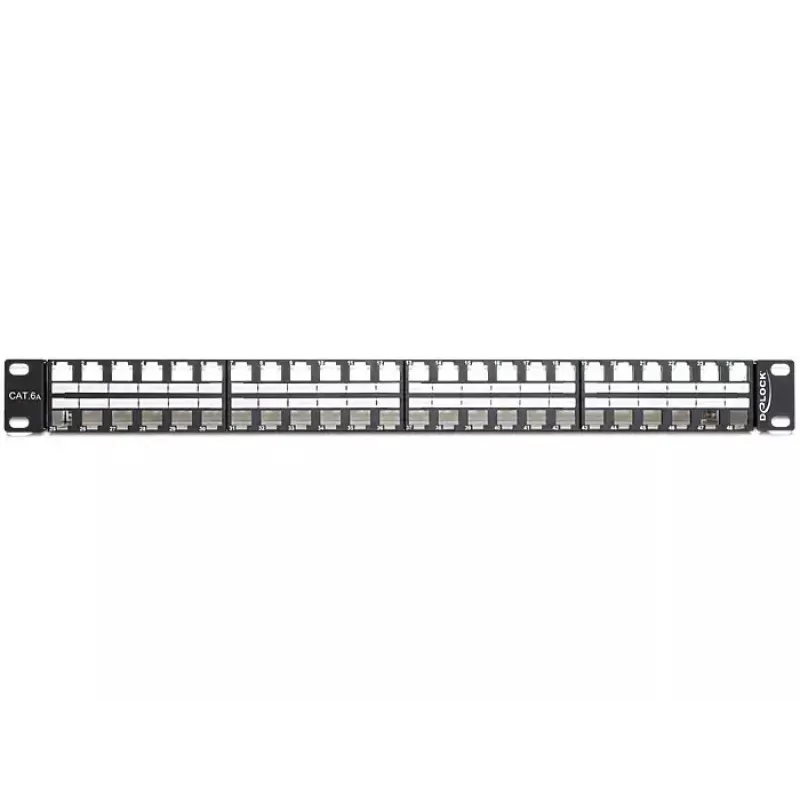 Delock 43280 Keystone Patchpanel, 19", 48 Ports, 1U, Schwarz