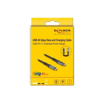 DeLOCK USB 40 Gbps Daten- und Schnelllade-Koaxialkabel 1 m USB PD 3.1 240 W