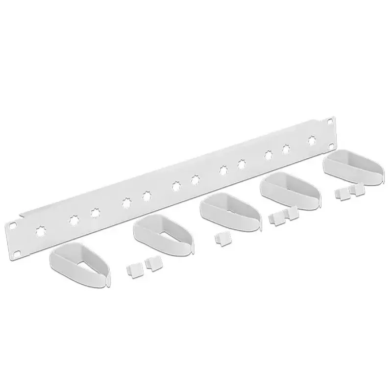DeLock 43346 19-Zoll-Rack Kabelmanagement-Panel, 1U, Hellgrau RAL 7035
