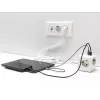 DeLOCK 11497 3-fach Steckdosenwürfel mit 1,5 m Verlängerungskabel, USB-Ladegerät, Kindersicherung, Weiß