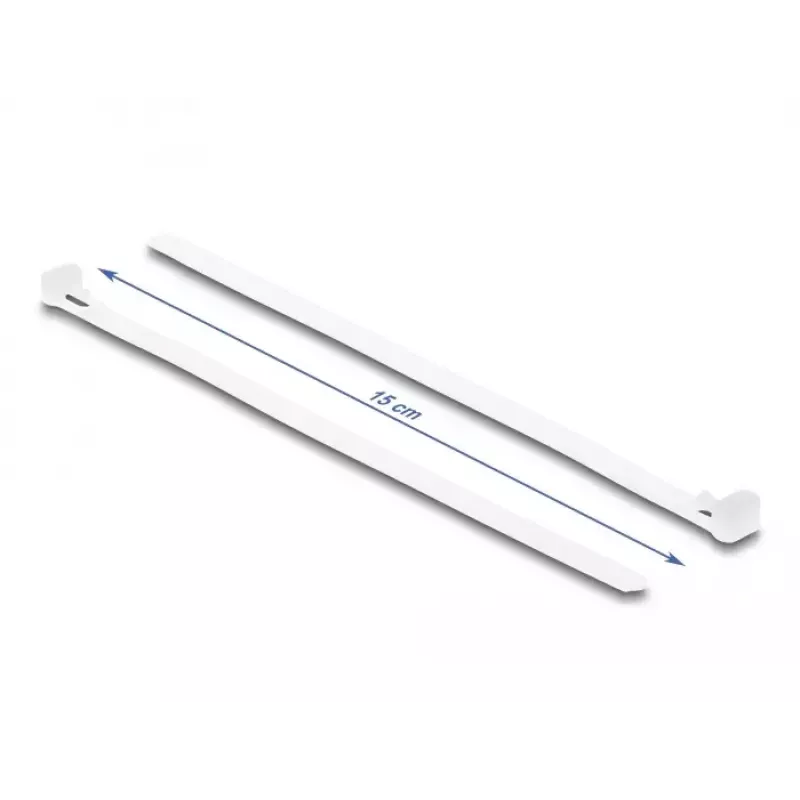 DeLOCK wiederverwendbare Kabelbinder, 150 x 7.2 mm, Weiß, 100 Stück