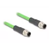 DeLOCK 80417 Industrielles M12 D-codiertes 4-poliges Stecker-auf-Stecker-Kabel, PUR (TPU), 2 m, Grün