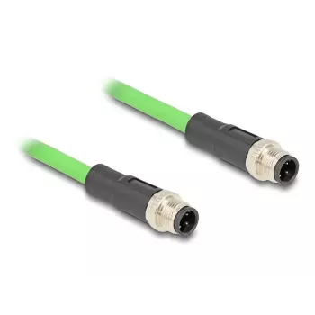 DeLOCK 80417 Industrielles M12 D-codiertes 4-poliges Stecker-auf-Stecker-Kabel, PUR (TPU), 2 m, Grün