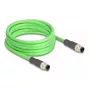 DeLOCK 80417 Industrielles M12 D-codiertes 4-poliges Stecker-auf-Stecker-Kabel, PUR (TPU), 2 m, Grün