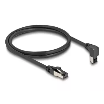 Netzwerkkabel DeLOCK RJ45 Cat.8.1 90° nach oben abgewinkelt / gerade 2 m Schwarz