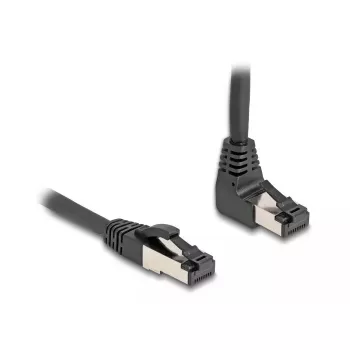 Netzwerkkabel DeLOCK RJ45 Cat.8.1 90° nach oben abgewinkelt / gerade 2 m Schwarz