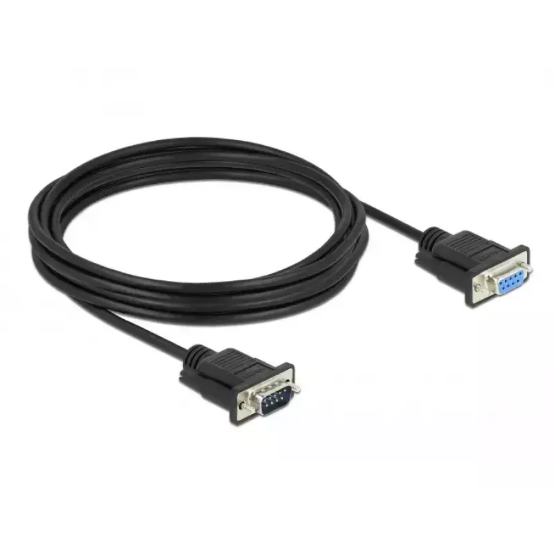 DeLOCK 86619 Serielles Verlängerungskabel, DB-9 Stecker auf DB-9 Buchse, 4 m, Schwarz