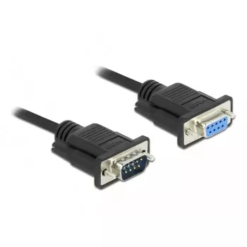 DeLOCK 86619 Serielles Verlängerungskabel, DB-9 Stecker auf DB-9 Buchse, 4 m, Schwarz
