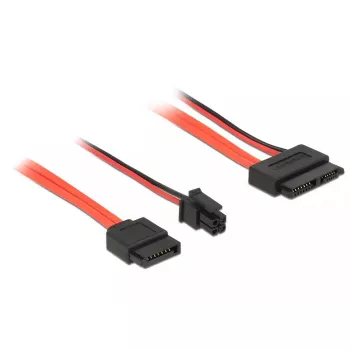 SATA-Kabel DeLOCK 0,3 m SATAIII 7p + 4p/schlank SATAIII 13p