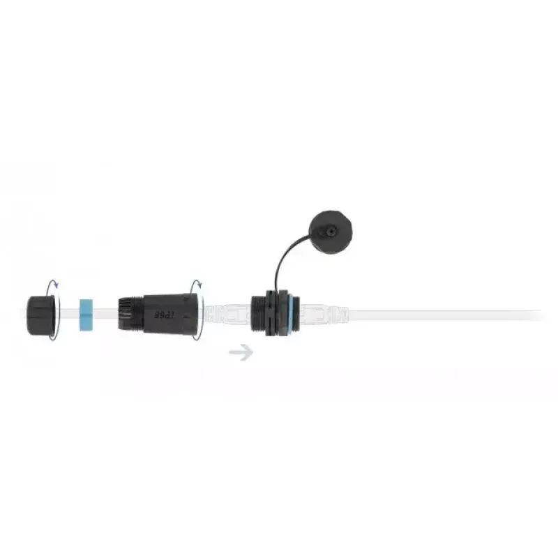 DeLOCK 86701 wasserdichter RJ45 Buchse-zu-Buchse Cat.6A Kuppler mit Kappe, Schwarz