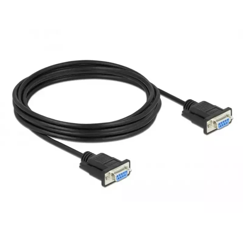 Delock RS-232 Nullmodem-Kabel, D-Sub 9 Buchse an Buchse, schlankes Steckergehäuse, 4 m, Schwarz