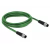 DeLOCK 85918 Industrielles M12 D-codiertes 4-Pin Stecker-zu-Stecker-Kabel, SF/FTP, halogenfrei, 2 m, grün