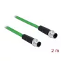 DeLOCK 85918 Industrielles M12 D-codiertes 4-Pin Stecker-zu-Stecker-Kabel, SF/FTP, halogenfrei, 2 m, grün