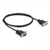 Delock RS-232 Nullmodem-Kabel, D-Sub 9 Stecker auf Buchse, schlankes Steckergehäuse, 1 m, Schwarz