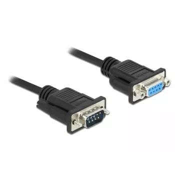 Delock RS-232 Nullmodem-Kabel, D-Sub 9 Stecker auf Buchse, schlankes Steckergehäuse, 1 m, Schwarz