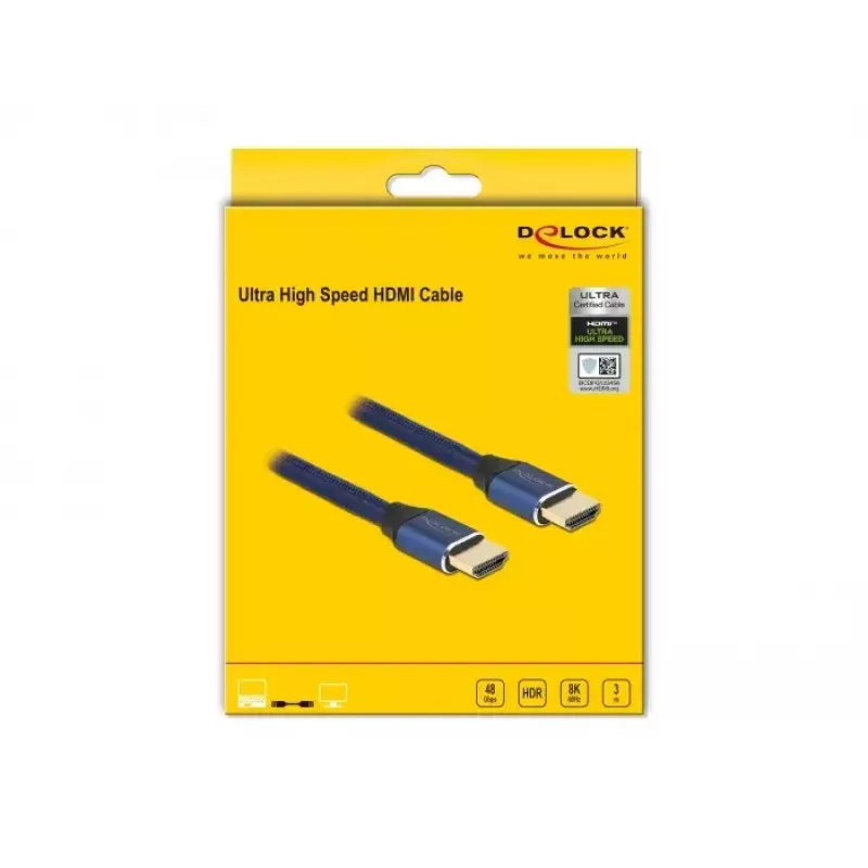 HDMI-Kabel DeLOCK Ultra High Speed 48 Gbps 8K 60 Hz Blau 3 m