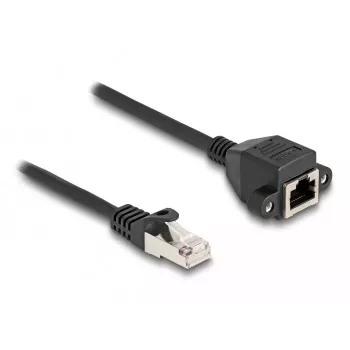 DeLOCK RJ50 Verlängerungskabel Stecker auf Buchse S/FTP 1 m Schwarz