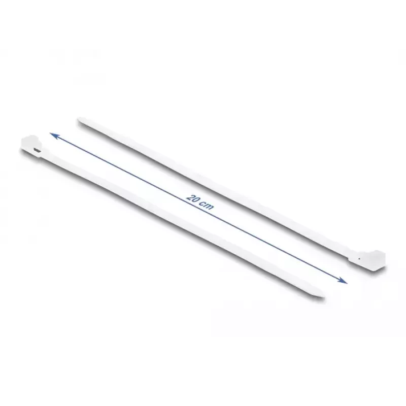 DeLOCK wiederverwendbare Kabelbinder, 200 x 4,8 mm, weiß, 100 Stück