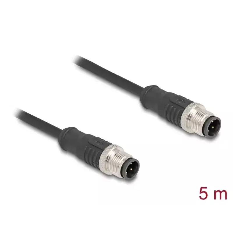 Netzwerkkabel DeLOCK M12 Kabel D-codiert 4-polig Stecker auf Stecker Cat5e 5 m Schwarz