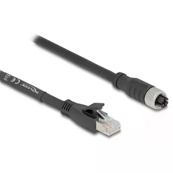 Netzwerkkabel DeLOCK 80590 M12 auf RJ-45 Cat5e 2 m Schwarz