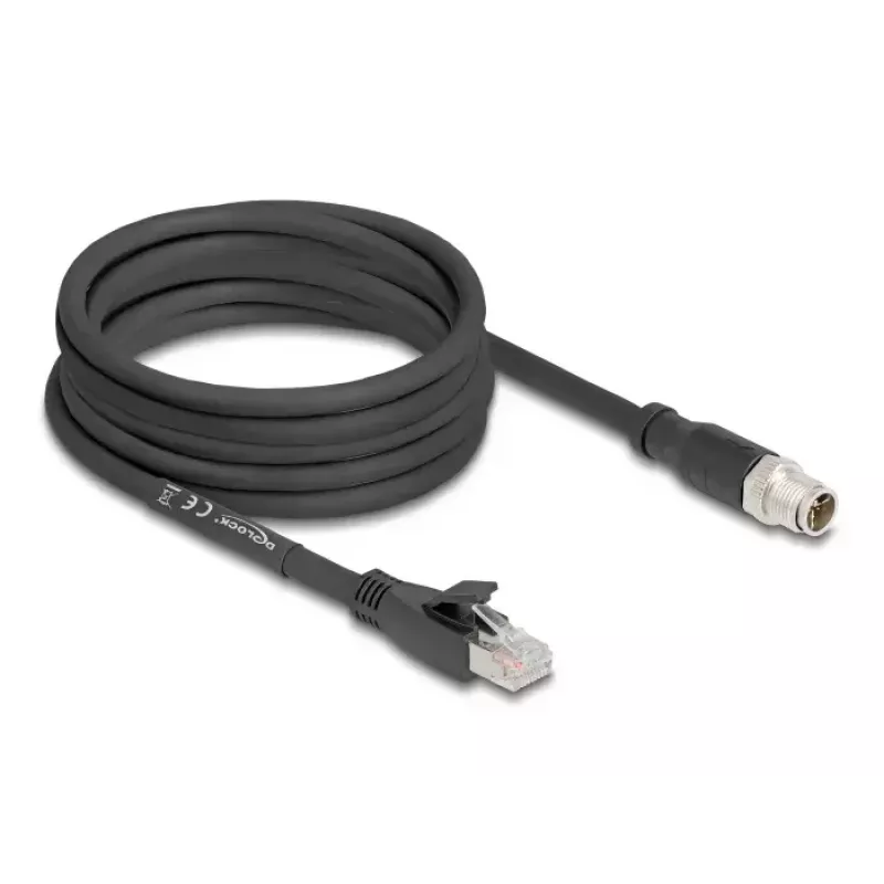 Netzwerkkabel DeLOCK 80585 M12 auf RJ-45 Cat5e 5 m Schwarz