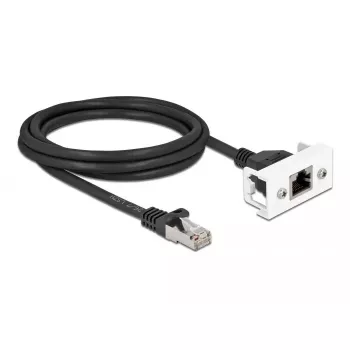 DeLOCK Netzwerkkabel 87112 2m Cat6a S/FTP RJ-45 Schwarz Weiß