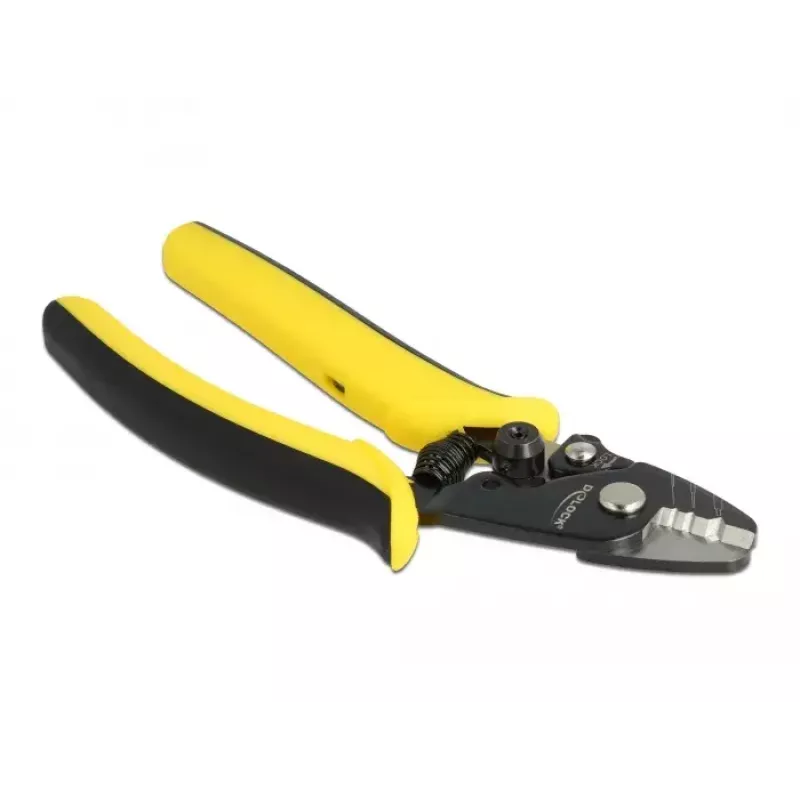 DeLOCK 90552 Glasfaser-Abisolierzange für LWL-Kabel, Schwarz/Gelb