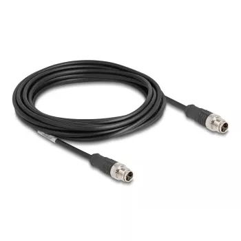 Netzwerkkabel DeLOCK M12 Kabel X-kodiert 8-polig Stecker auf Stecker Cat5e 5 m Schwarz
